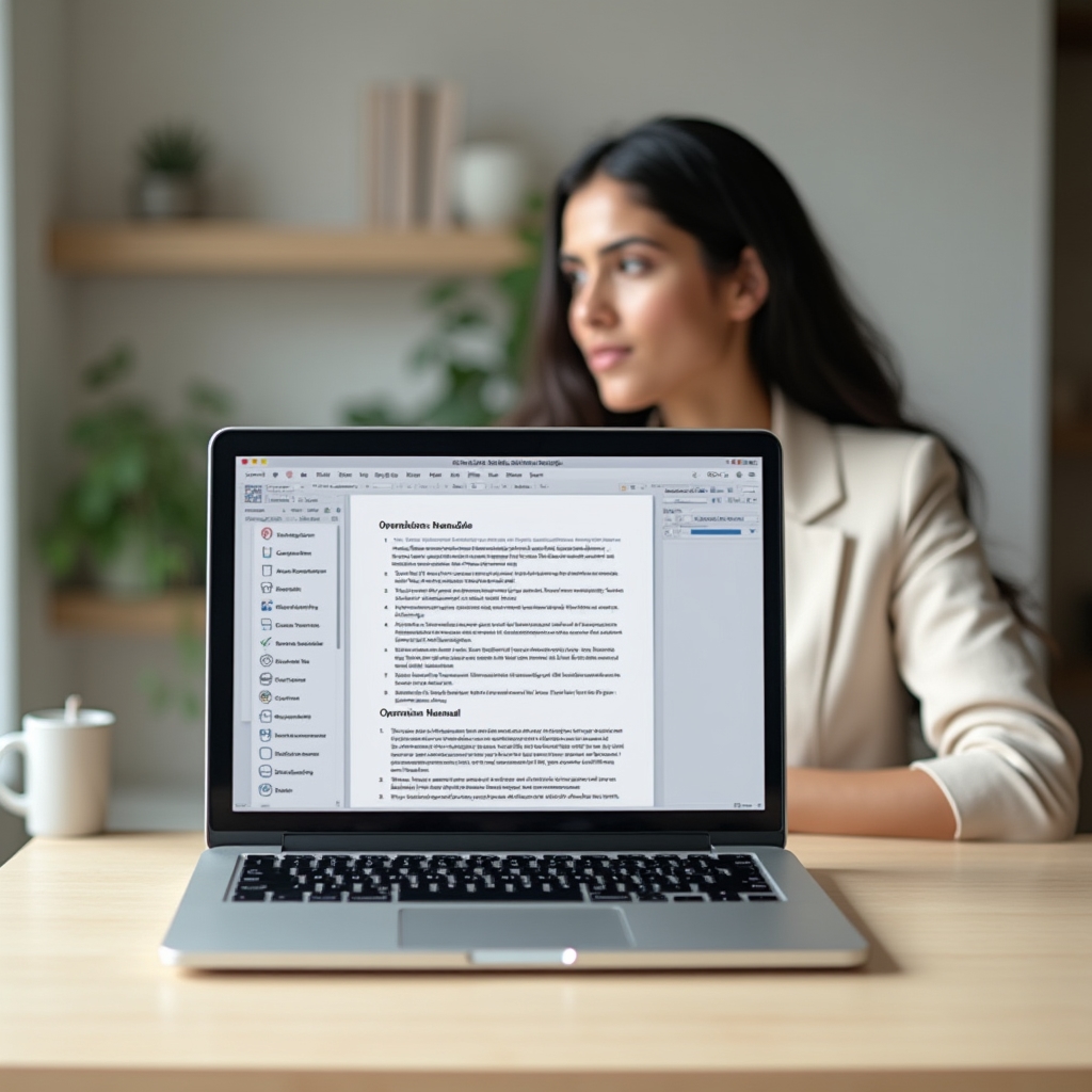 Digital operations manual displayed on a laptop screen with organised sections